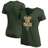 NBA - Milwaukee Bucks Women's Mantra V-Neck T-Shirt - Green