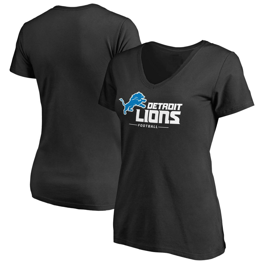 Detroit Lions Women's Team Lockup V-Neck T-Shirt Black - NFL