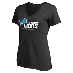 Detroit Lions Women's Team Lockup V-Neck T-Shirt Black - NFL
