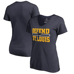 St. Louis Blues - Women's Hometown Collection Defend V-Neck T-Shirt Navy