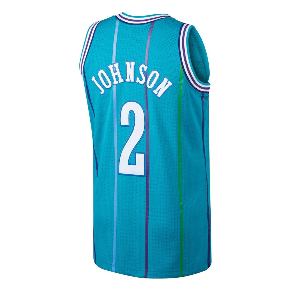 Larry Johnson Charlotte Hornets 1992/93 Hardwood Classics Swingman Jersey - Teal | NBA Jerseys