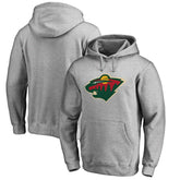Minnesota Wild - Primary Team Logo Fleece Fitted Pullover Hoodie Heather Gray