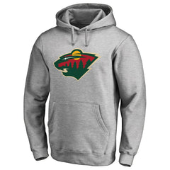 Minnesota Wild - Primary Team Logo Fleece Fitted Pullover Hoodie Heather Gray