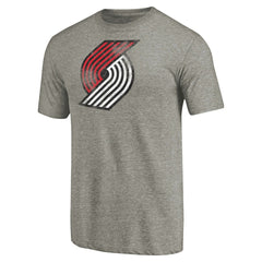 NBA - Portland Trail Blazers Distressed Team Logo Tri-Blend T-Shirt - Heather Gray