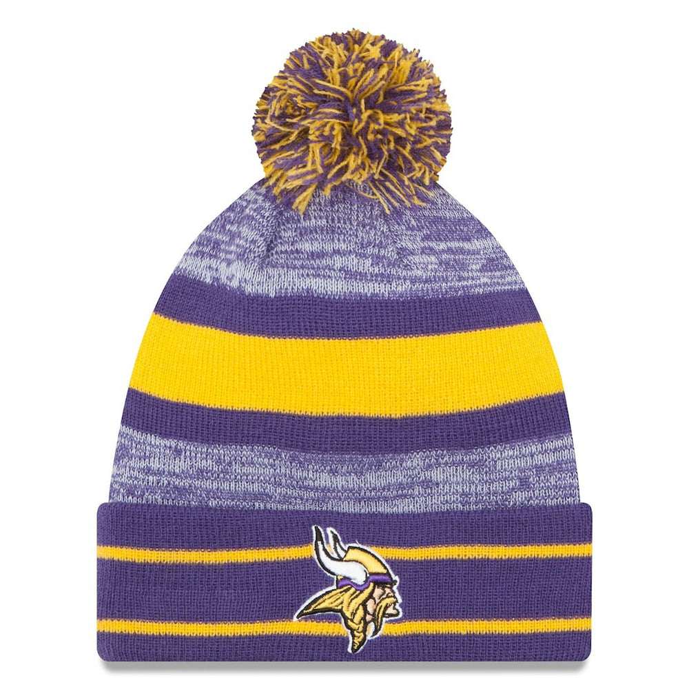 Minnesota Vikings New Era Team Logo Cuffed Knit Hat with Pom Purple - NFL