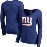 New York Giants Women's Primary Logo V-Neck Long-Sleeve T-Shirt Royal - NFL