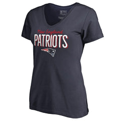 New England Patriots Women's Nostalgia V-Neck T-Shirt Navy - NFL