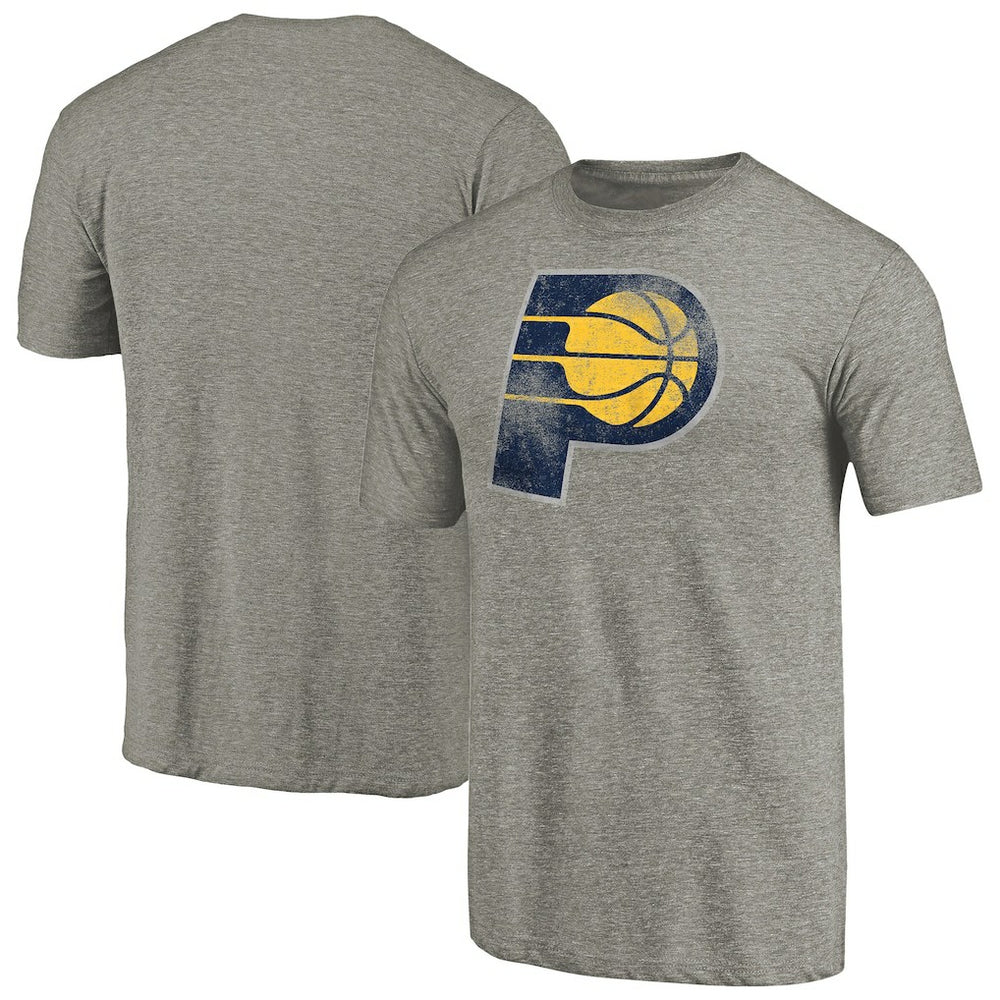 NBA - Indiana Pacers Distressed Team Logo Tri-Blend T-Shirt - Heather Gray