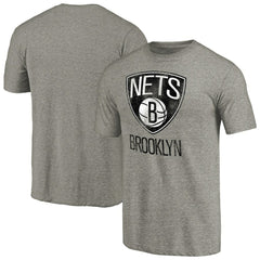 NBA - Brooklyn Nets Distressed Team Logo Tri-Blend T-Shirt - Heather Gray