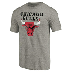 NBA - Chicago Bulls Distressed Team Logo Tri-Blend T-Shirt - Heather Gray