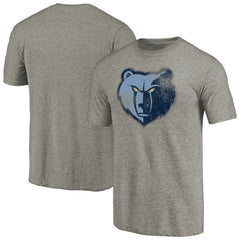 NBA - Memphis Grizzlies Distressed Team Logo Tri-Blend T-Shirt - Heather Gray