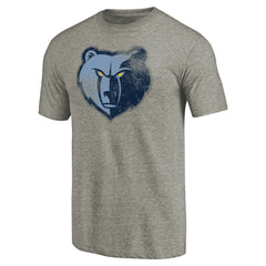 NBA - Memphis Grizzlies Distressed Team Logo Tri-Blend T-Shirt - Heather Gray