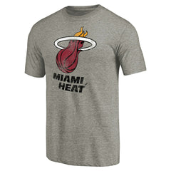 NBA - Miami Heat Distressed Team Logo Tri-Blend T-Shirt - Heather Gray