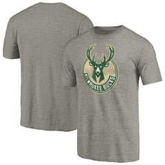 NBA - Milwaukee Bucks Distressed Team Logo Tri-Blend T-Shirt - Heather Gray