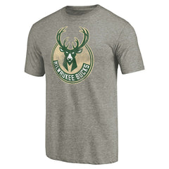 NBA - Milwaukee Bucks Distressed Team Logo Tri-Blend T-Shirt - Heather Gray