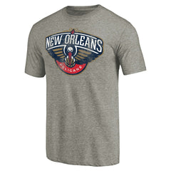 NBA - New Orleans Pelicans Distressed Team Logo Tri-Blend T-Shirt - Heather Gray
