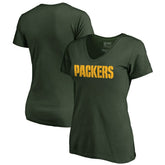 Green Bay Packers Women's Wordmark V-Neck T-Shirt Green - NFL