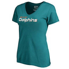 Miami Dolphins Women's Wordmark V-Neck T-Shirt Aqua - NFL