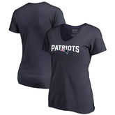 New England Patriots Women's Wordmark V-Neck T-Shirt Navy - NFL
