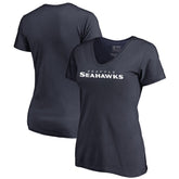 Seattle Seahawks Women's Wordmark V-Neck T-Shirt Navy - NFL