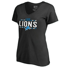 Detroit Lions Women's Arriba V-Neck T-Shirt Black - NFL