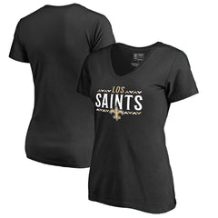 New Orleans Saints Women's Arriba V-Neck T-Shirt Black - NFL