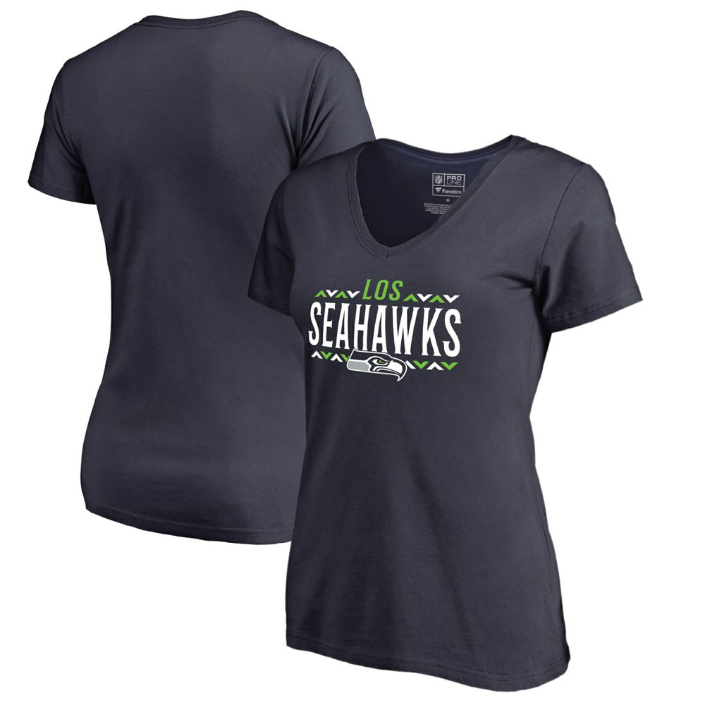 Seattle Seahawks Women's Arriba V-Neck T-Shirt Navy - NFL
