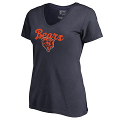 Chicago Bears Women's Freehand V-Neck T-Shirt Navy - NFL