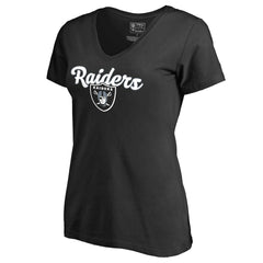 Las Vegas Raiders Women's Freehand V-Neck T-Shirt Black - NFL