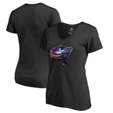 Columbus Blue Jackets - Women's Midnight Mascot V-Neck T-Shirt Black