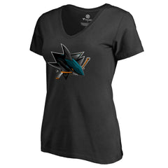 San Jose Sharks - Women's Midnight Mascot V-Neck T-Shirt Black