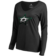 Dallas Stars - Women's Midnight Mascot Long Sleeve V-Neck T-Shirt Black