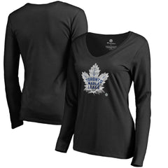 Toronto Maple Leafs - Women's Midnight Mascot Long Sleeve V-Neck T-Shirt Black