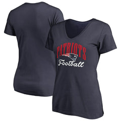 New England Patriots Women's Victory Script V-Neck T-Shirt Navy - NFL