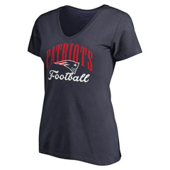 New England Patriots Women's Victory Script V-Neck T-Shirt Navy - NFL