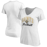 New Orleans Saints Women's Victory Script V-Neck T-Shirt -White - NFL