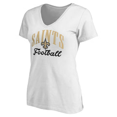 New Orleans Saints Women's Victory Script V-Neck T-Shirt -White - NFL