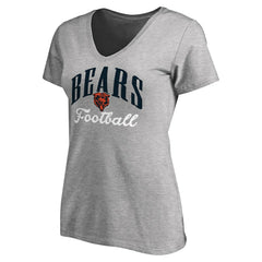 Chicago Bears Women's Victory Script V-Neck T-Shirt Heather Gray - NFL