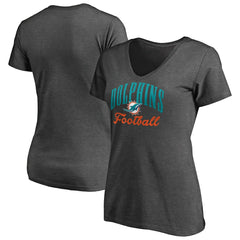 Miami Dolphins Women's Victory Script V-Neck T-Shirt Heathered Gray - NFL