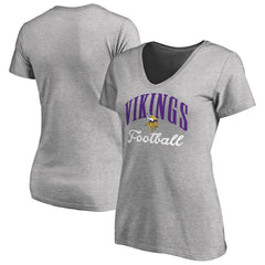 Minnesota Vikings Women's Victory Script V-Neck T-Shirt Heather Gray - NFL