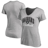 Las Vegas Raiders Women's Victory Script V-Neck T-Shirt Heather Gray - NFL