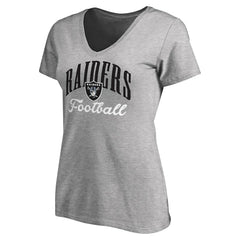 Las Vegas Raiders Women's Victory Script V-Neck T-Shirt Heather Gray - NFL