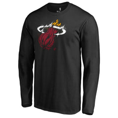 NBA - Miami Heat Splatter Logo Long Sleeve T-Shirt - Black