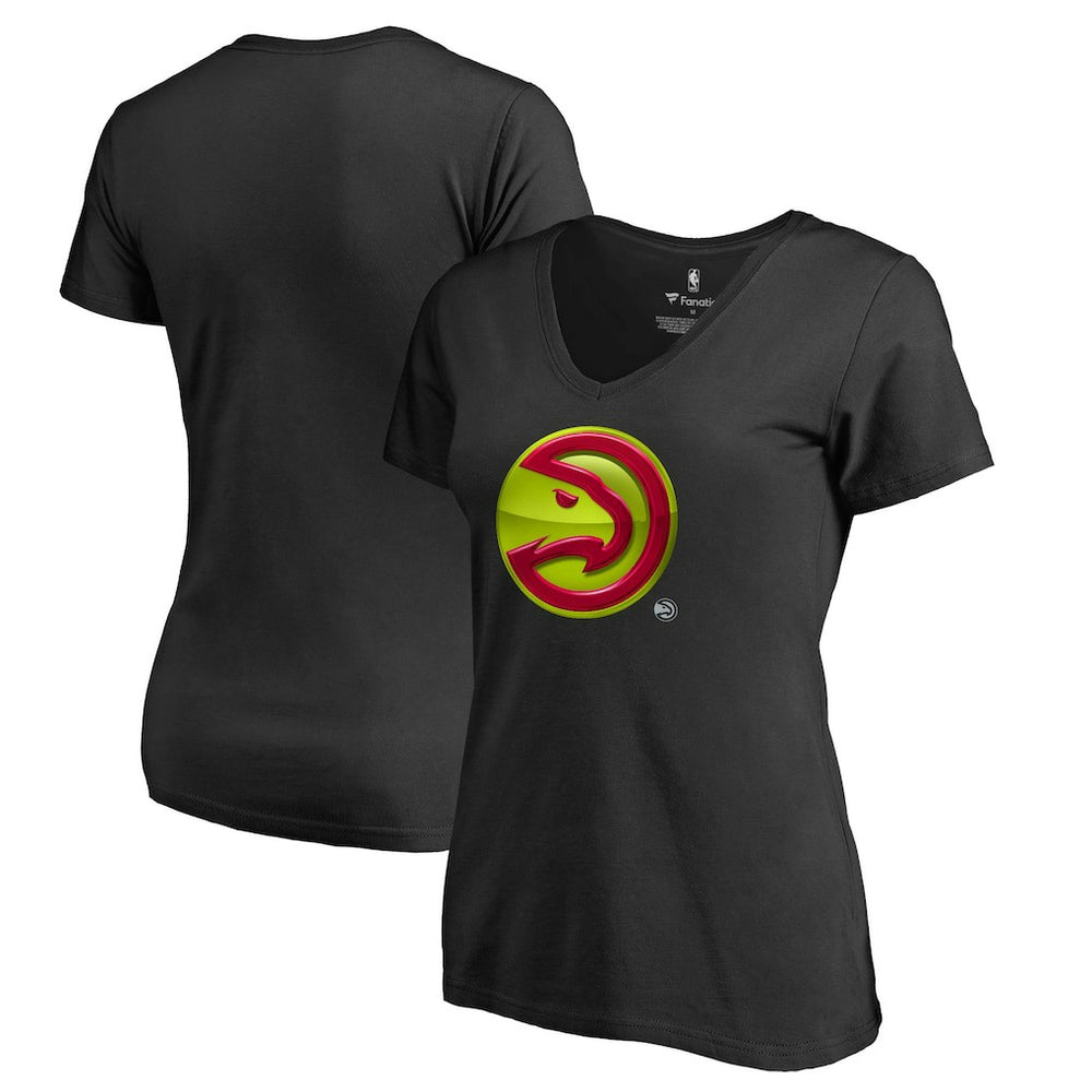 NBA - Atlanta Hawks Women's Midnight Mascot V-Neck T-Shirt - Black