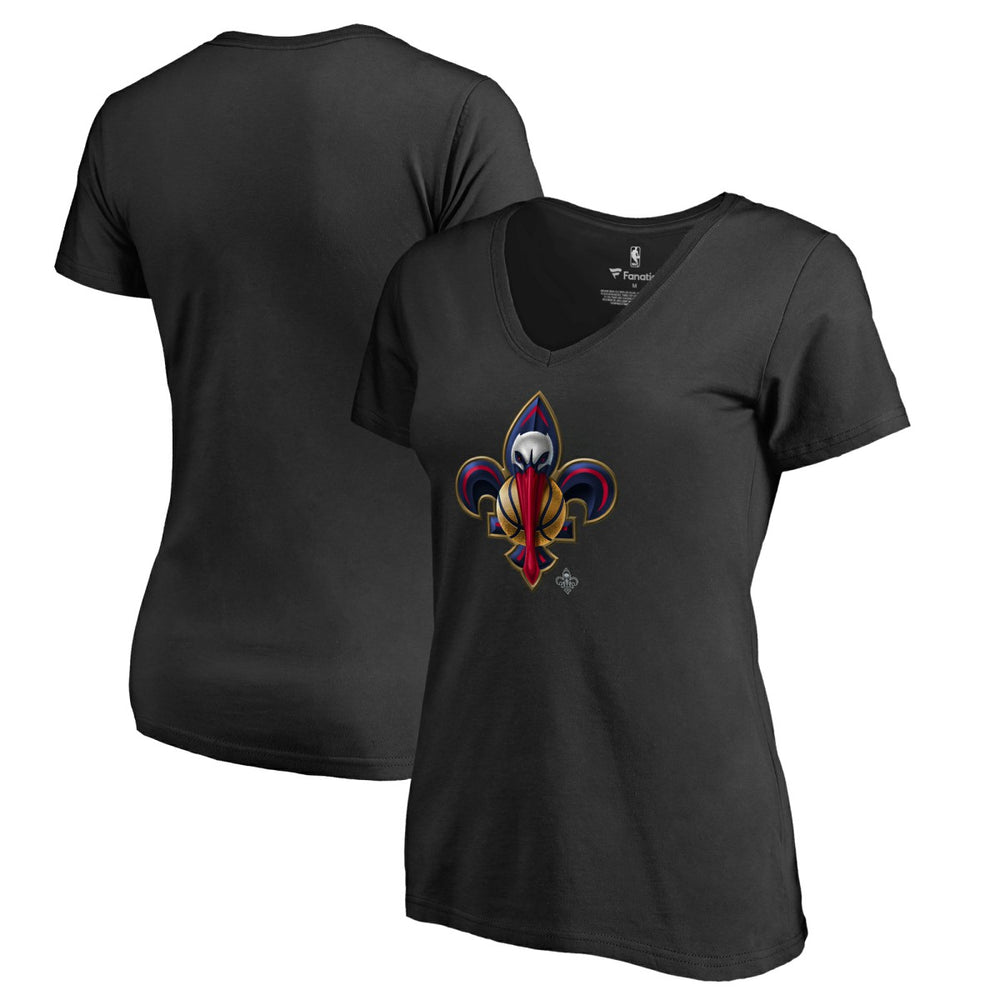 NBA - New Orleans Pelicans Women's Midnight Mascot V-Neck T-Shirt - Black