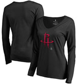 NBA - Houston Rockets Women's Midnight Mascot Long Sleeve V-Neck T-Shirt - Black