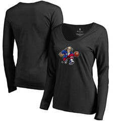 NBA - Philadelphia 76ers Women's Midnight Mascot Long Sleeve V-Neck T-Shirt - Black
