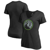 NBA - Minnesota Timberwolves Women's Static Logo V-Neck T-Shirt - Black
