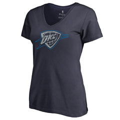 NBA - Oklahoma City Thunder Women's Static Logo V-Neck T-Shirt - Navy