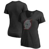 NBA - Portland Trail Blazers Women's Static Logo V-Neck T-Shirt - Black